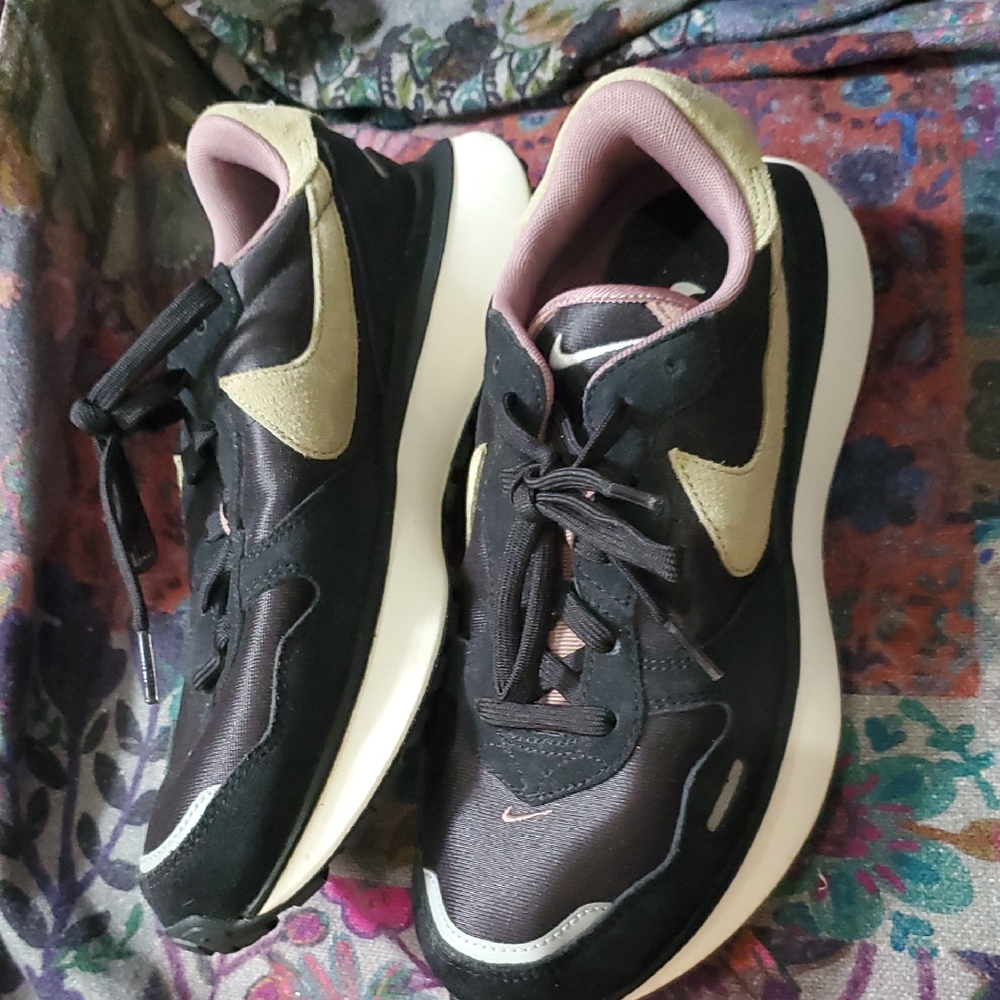 Nike Women's Customs Black Suede, Pale Army Green And Pale Mauve Sneakers